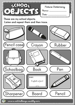 School objects - picture dictionary