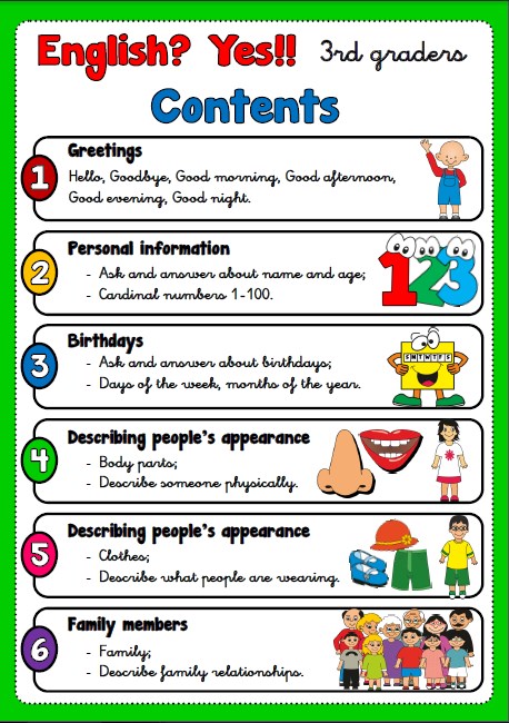 3RD GRADERS, table of contents