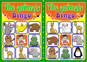 English teaching resources + the animals bingo