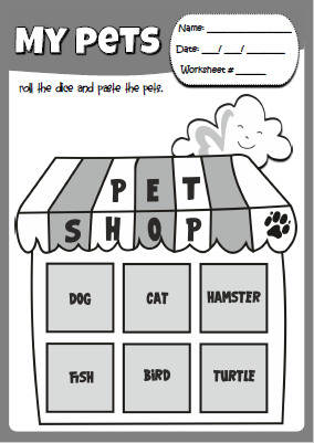 Pets - dice (activity sheet)