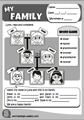 My family - worksheet 4