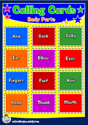 English teaching resources + body parts flashcards