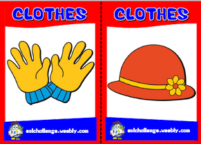 English teaching resources + clothes flashcards