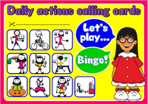 English teaching resources + action verbs bingo