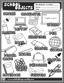 School objects picture dictionary