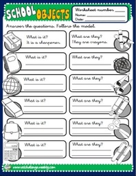 School Objects - worksheets