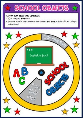 School objects - vocabulary wheel
