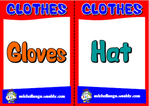 English teaching resources + clothes flashcards