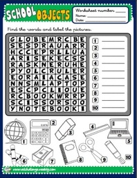 School Objects - worksheet 2