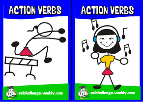 English teaching resources + action verbs flashcards