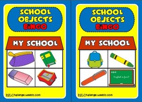 School objects  - bingo cards