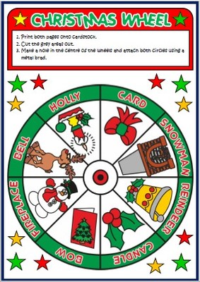 Christmas vocabulary wheel