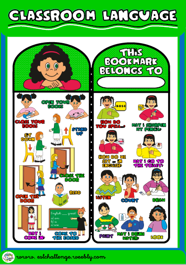 Classroom Language - bookmark