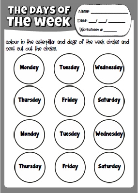 Days of the week - dice (activity sheet 2)