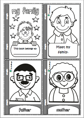 Family members - mini book (for colouring)
