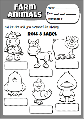 Farm animals - dice (activity sheet)
