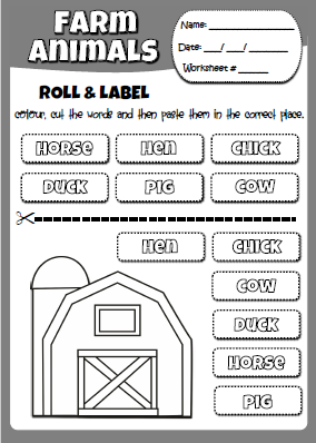 Farm animals - dice (activity sheet (cut outs)