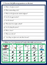 Expressing abilities - can - worksheets - test