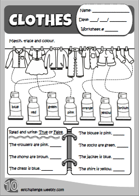 Clothes - worksheet 8