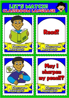 English teaching resources + classroom language flashcards