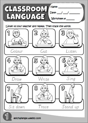 Classroom language picture dictionary