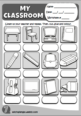 School objects - worksheet 1