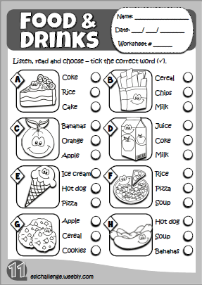 Food and drinks - worksheet 1