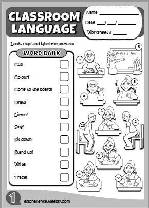 Classroom Language - worksheet 1