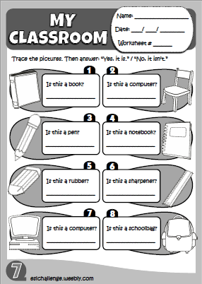 School objects - worksheet 8