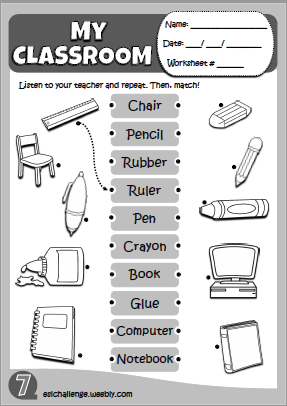 School objects - worksheet 4