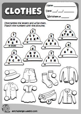 Clothes - worksheet 6