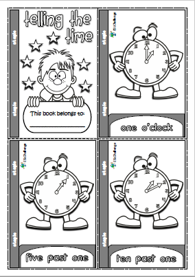 Tell the time - mini book (for colouring)