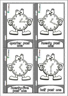 Tell the time - mini book (for colouring)