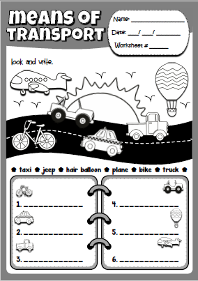 Transportation - dice (activity sheet)